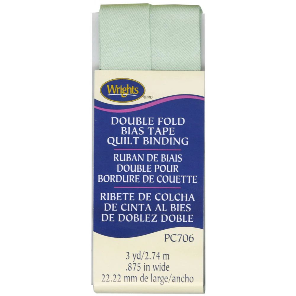 Box of Wright's double fold seafoam bias tape quilt binding on a white background