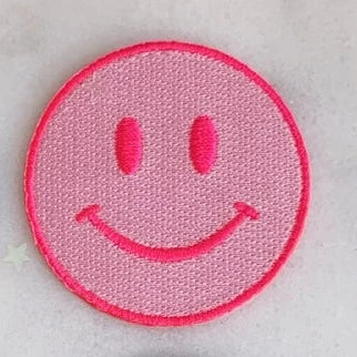 Neon Pink Smiley Face Patch Wildflower.co