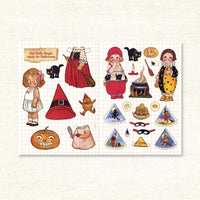A spread from the 'Spooky Season Playbook' showing images of cute vintage-style characters and Halloween motifs like jack-o-lanterns and black cats