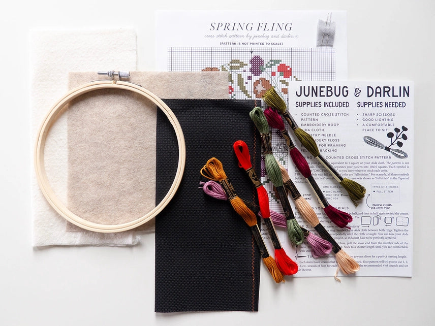 Spring Fling Cross Stitch Kit Needlework Junebug and Darlin