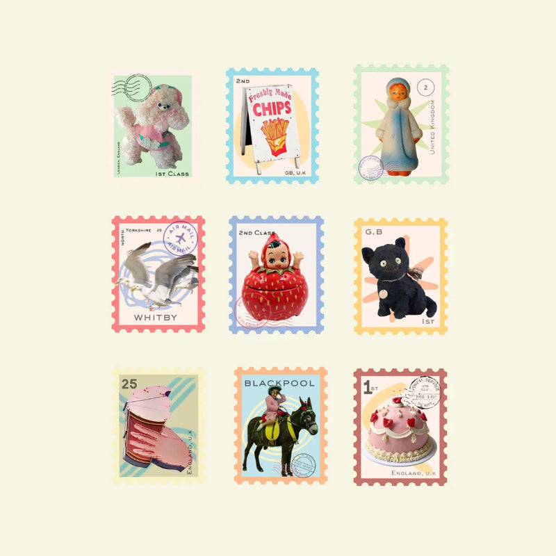 Stamp-shaped stickers