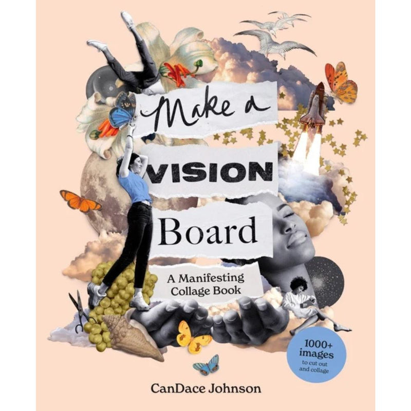 Book cover of 'Make a Vision Board' by CanDace Johnson with artistic collage design.