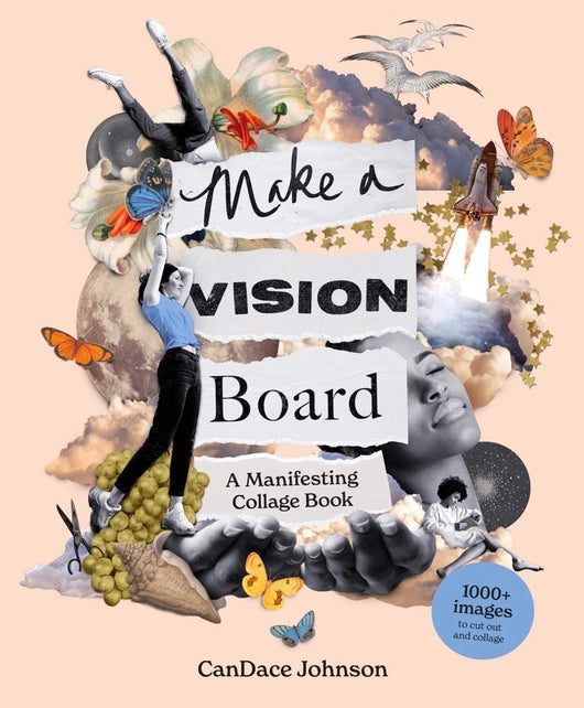 Book cover of 'Make a Vision Board' by CanDace Johnson with artistic collage design.
