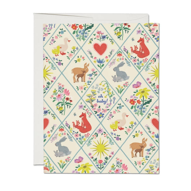 Woodland Critters Baby Card Greeting Cards Red Cap Cards