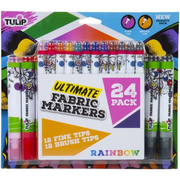 Rainbow Fabric Markers - 24 Pack Tulip