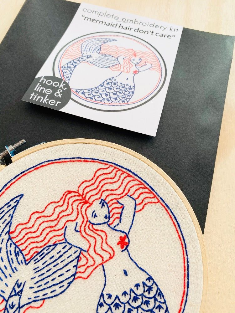 Mermaid Hair Don't Care Embroidery Kit