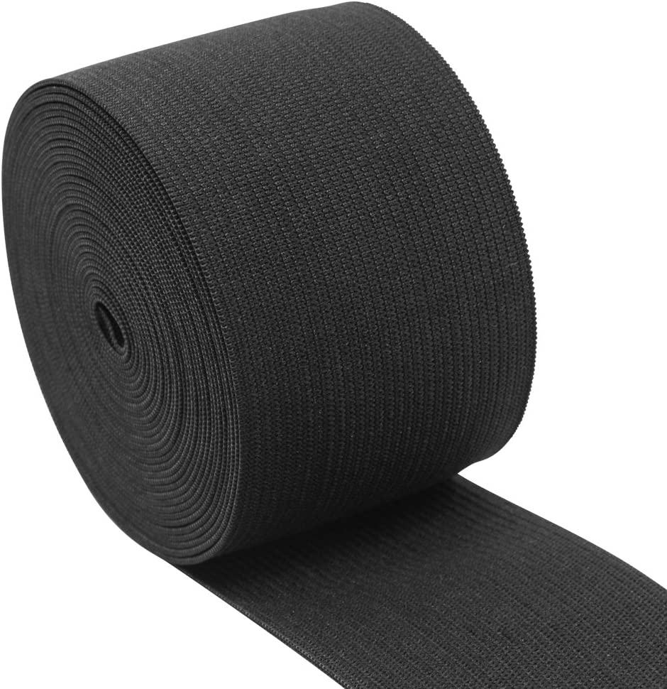 COTOWIN 2-Inch Wide Black Knit Heavy Stretch High Elasticity Elastic Band 5  Yards