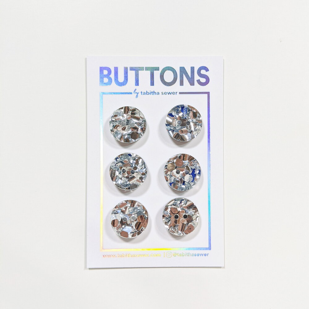 Small Silver Glitter Confetti Classic Circle Buttons