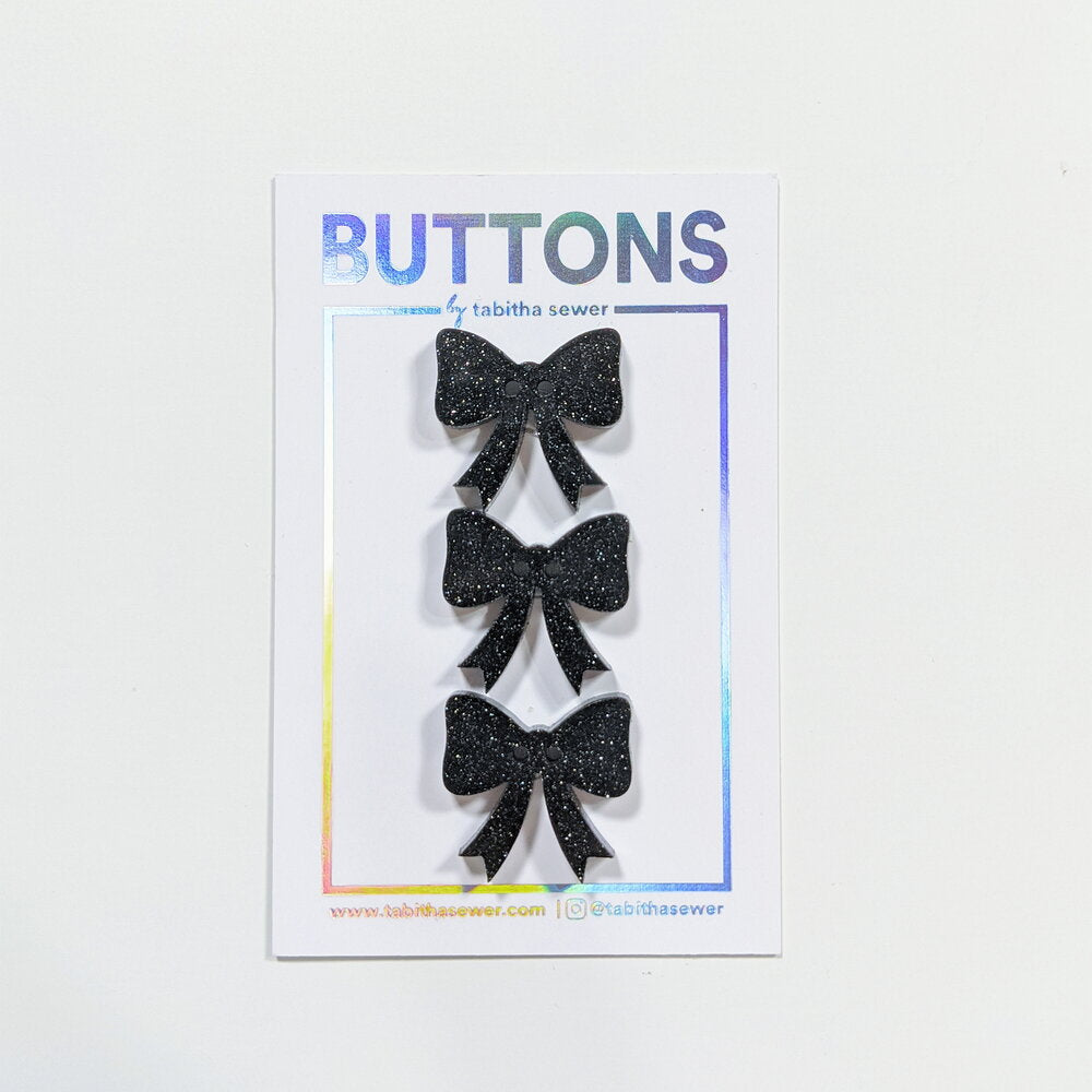 Black Glitter Bow Buttons