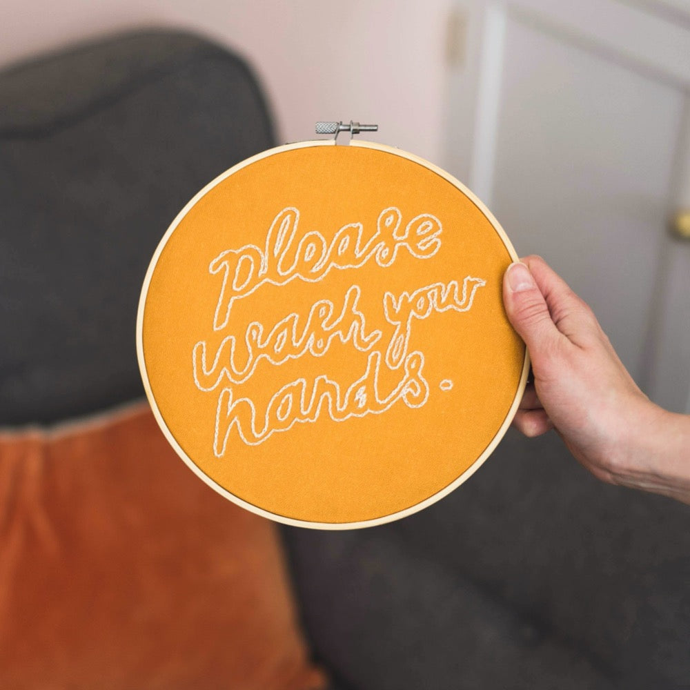 Please Wash Your Hands Embroidery Hoop Kit