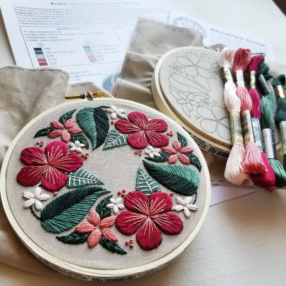 Floral Flourish Beginner Embroidery Kit Kit Jessica Long Embroidery