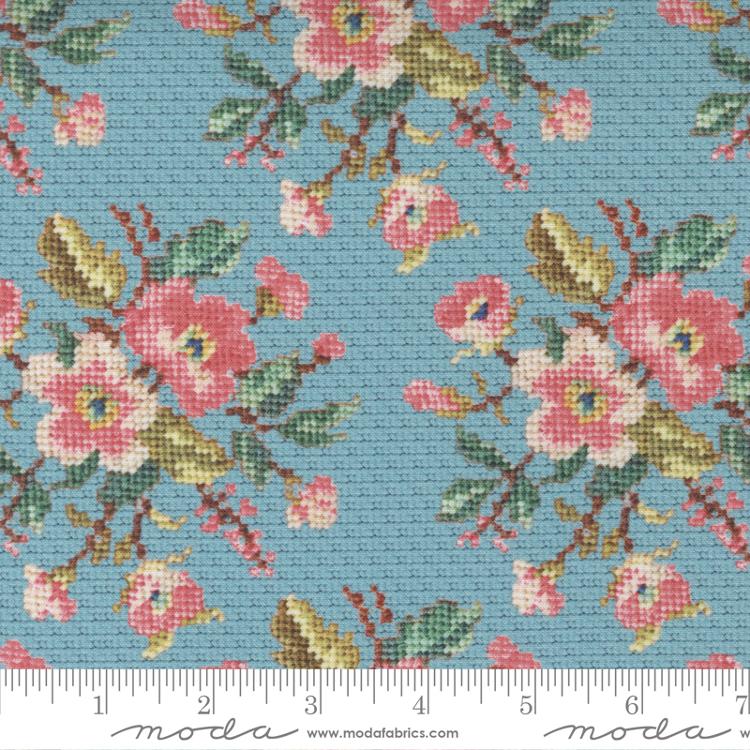 Leather & Lace Needlepoint by Moda Fabric in Tranquil