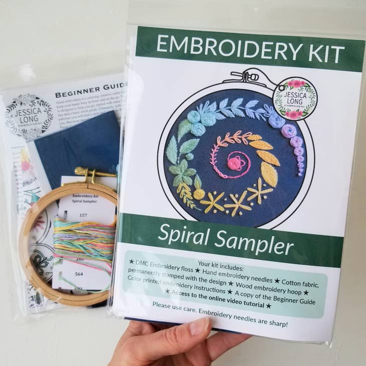 Spiral Sampler Beginner Embroidery Kit Kit Jessica Long Embroidery