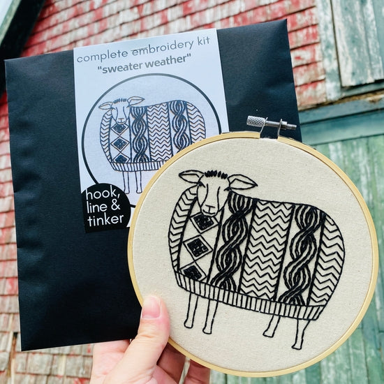 Sweater Weather Embroidery Kit Kit Hook, Line & Tinker
