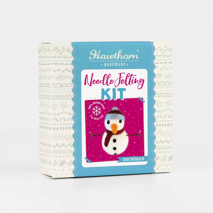 Snowman Mini Needle Felting Kit Kit Hawthorn Handmade