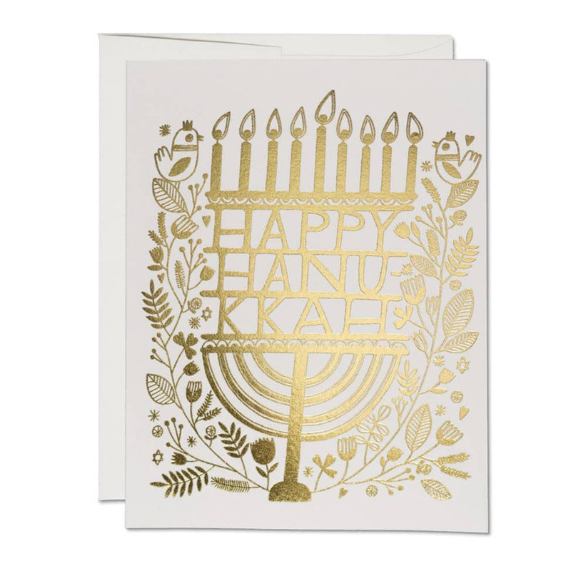 Hanukkah Candles Card - Set of 8 Greeting Cards Red Cap Cards