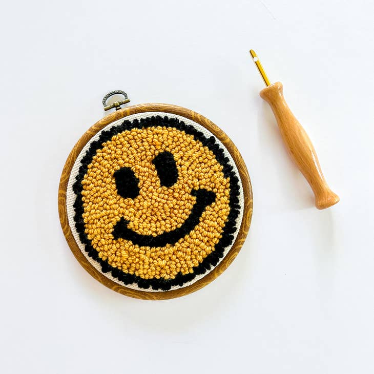Beginner Punch Needle Kit - Yellow Smiley