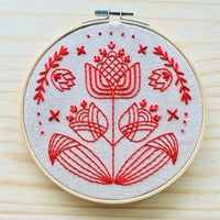 Tulips in Symmetry Embroidery Kit Kit Hook, Line & Tinker