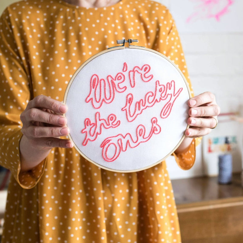 We're the Lucky Ones Embroidery Hoop Kit Kit Cotton Clara