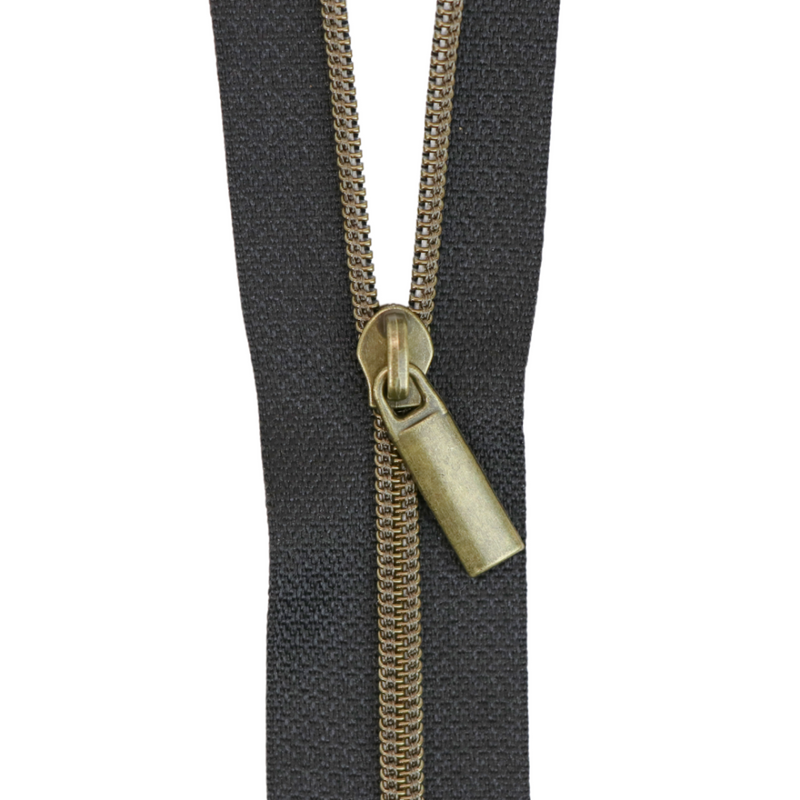 Black #3 Nylon Coil Zipper: 3 yds with 9 pulls Notions Brooklyn Craft Company Antique