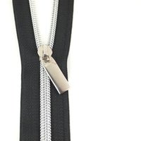 Black #5 Nylon Coil Zipper: 3 yds with 9 pulls Notions Brooklyn Craft Company Nickel