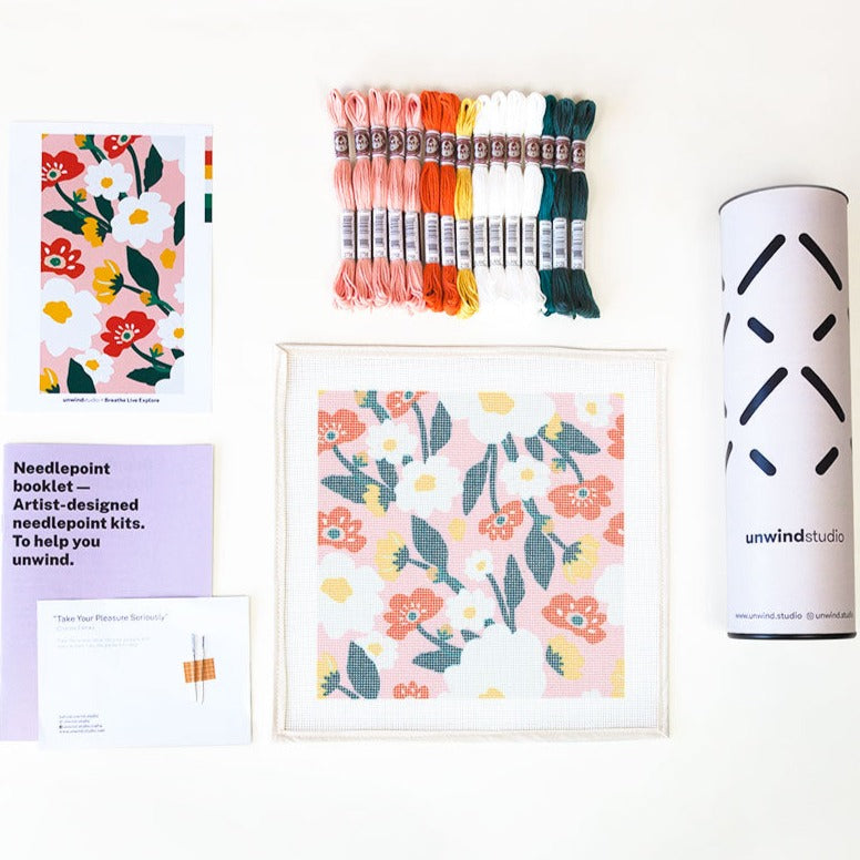 Contemporary Floral Complete Needlepoint Kit Brooklyn Craft Company