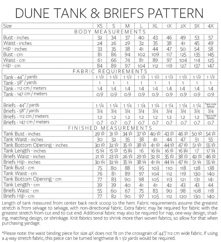 Dune Tank & Briefs Pattern