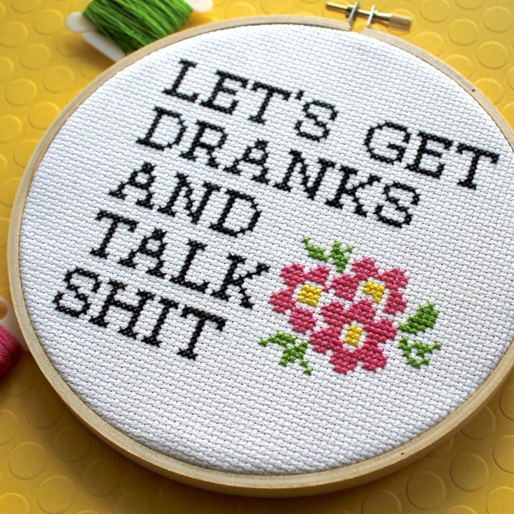 Let's Get Drinks Cross Stitch Kit