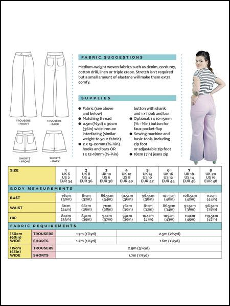 Jessa Trousers and Shorts Pattern Pattern Tilly and the Buttons