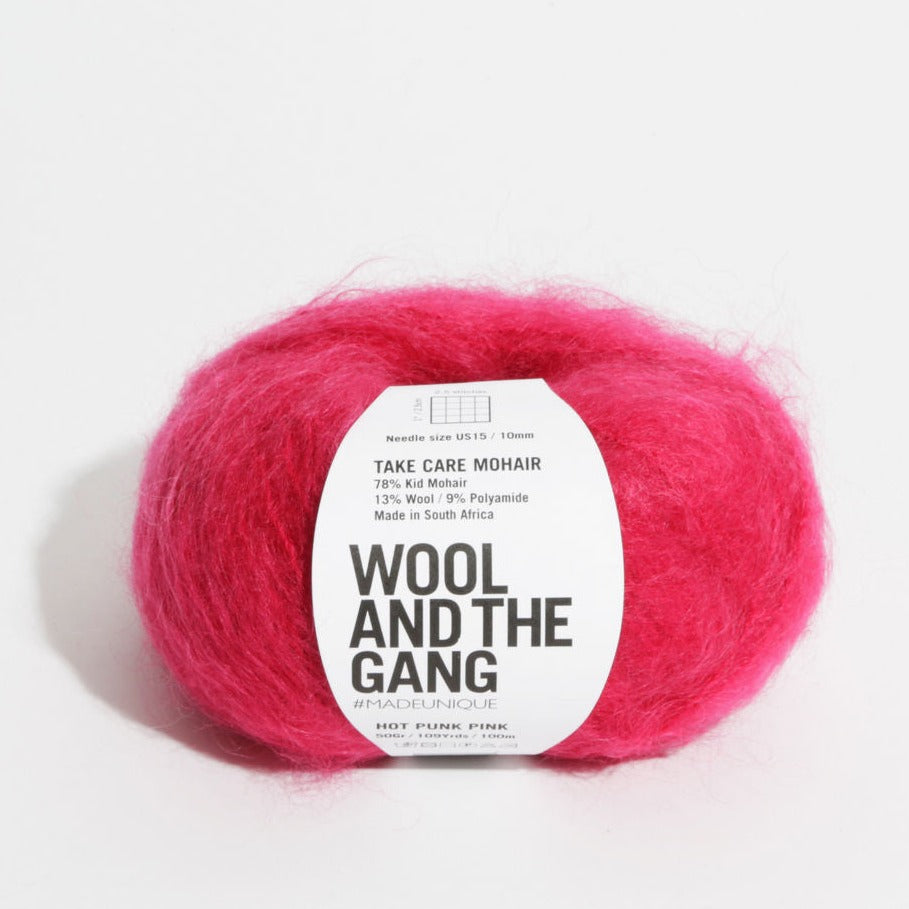Take Care Mohair Yarn Wool and the Gang Hot Punk Pink Mohair