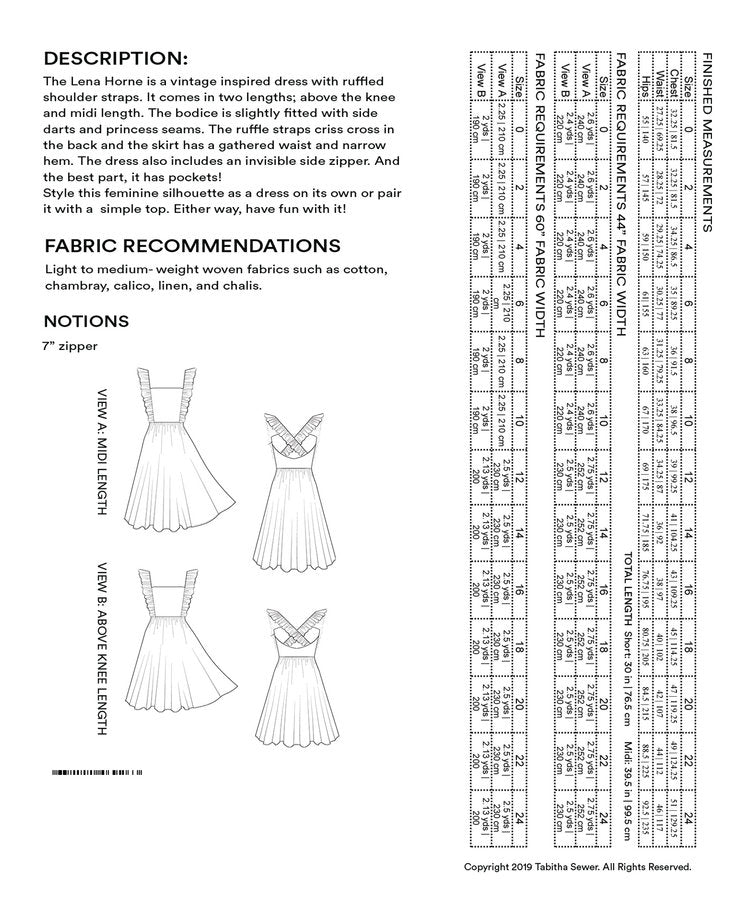Lena Horne Sewing Pattern