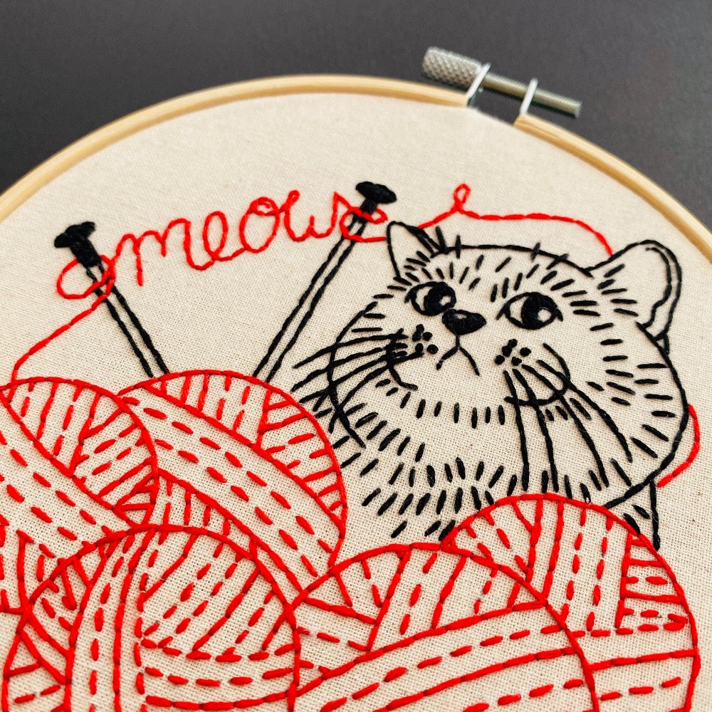 Knitten' Kitten Embroidery Kit Kit Hook, Line & Tinker