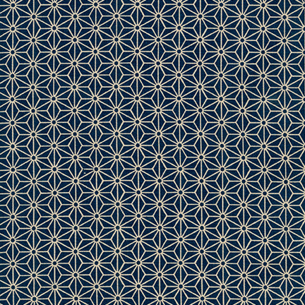 Sevenberry: Kasuri Stars in Navy Fabric Robert Kaufman