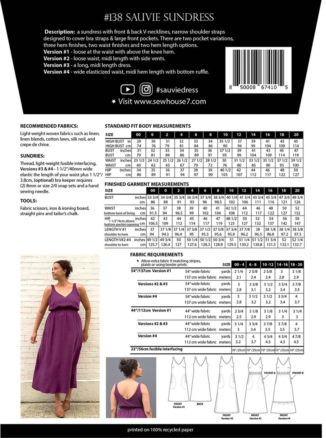 Sauvie Sundress Pattern (Sizes 00 - 20) Pattern Sew House Seven