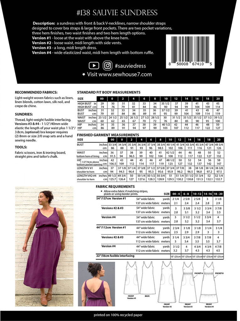 Sauvie Sundress Pattern (Sizes 00 - 20) Pattern Sew House Seven