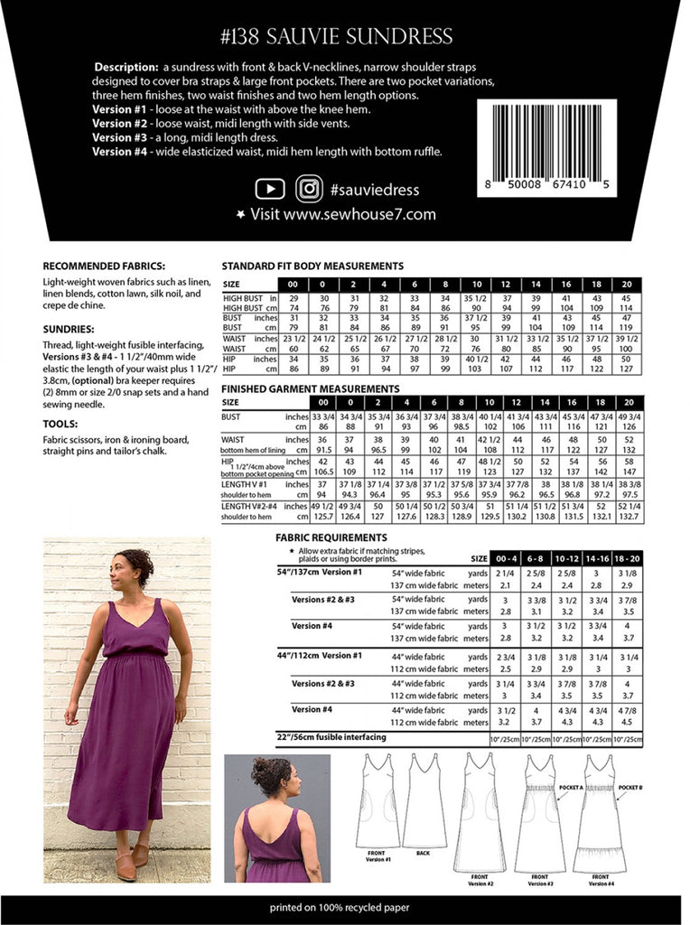 Sauvie Sundress Pattern (Sizes 00 - 20)