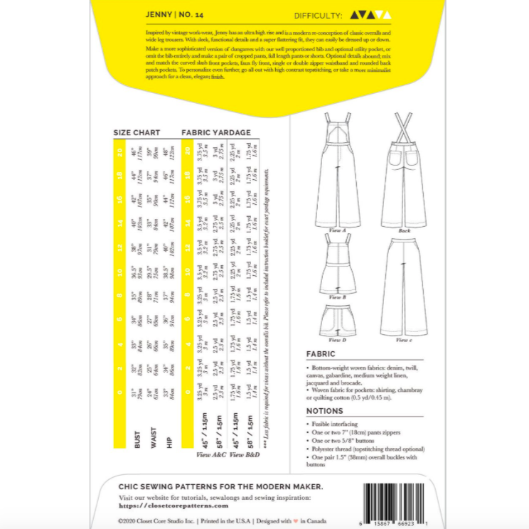 Jenny Overalls & Trousers Pattern Pattern Closet Core Patterns