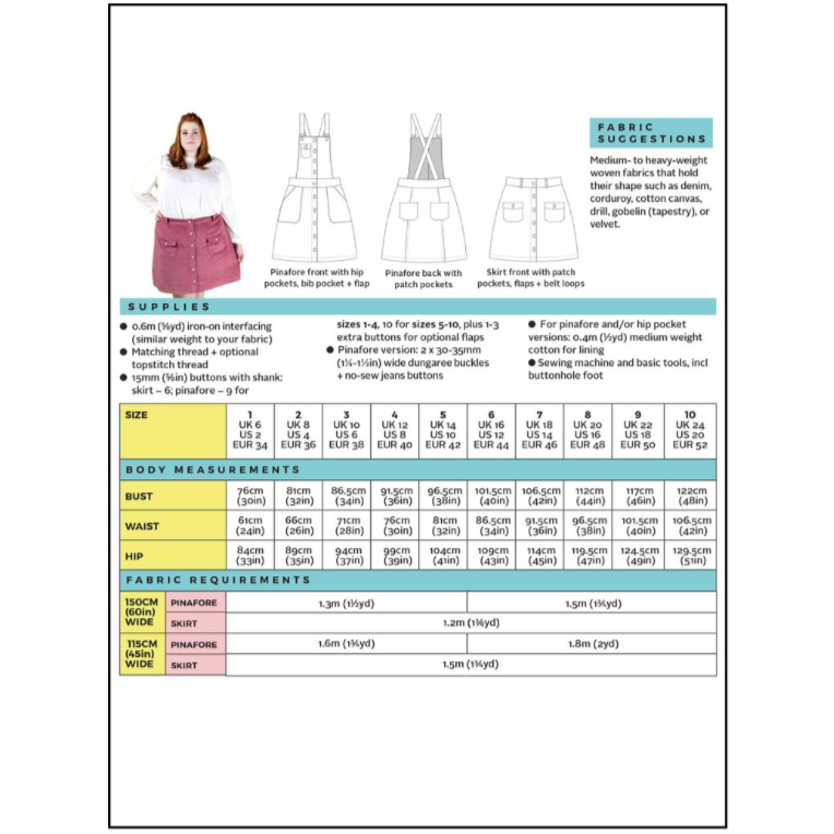 Bobbi Skirt or Pinafore Pattern Pattern Tilly and the Buttons
