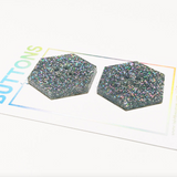 Silver Holographic Hexi XL Buttons