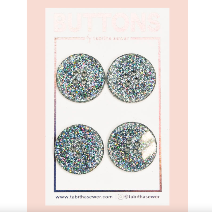 Large Holographic Glitter Circle Buttons