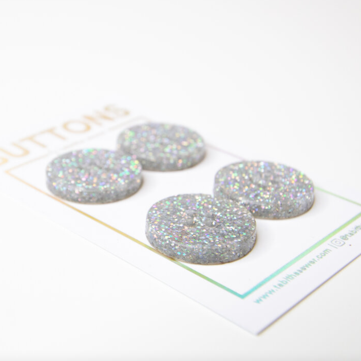 Large Holographic Glitter Circle Buttons