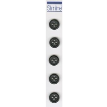 1/2 inch 4-Hole Button Black 5 ct Buttons Lansing