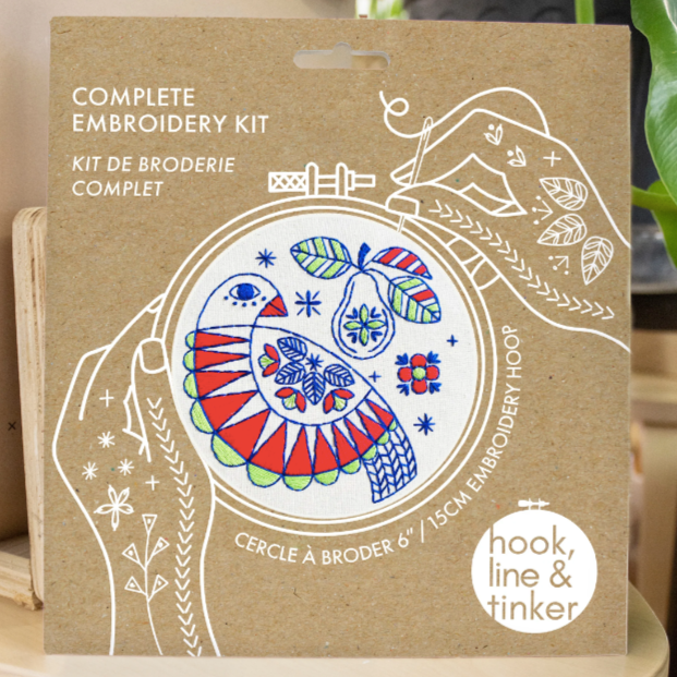 Christmas Partridge Embroidery Kit Kit Hook, Line & Tinker