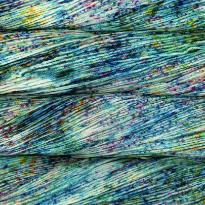 Speckled and variagated blue green sock yarn 