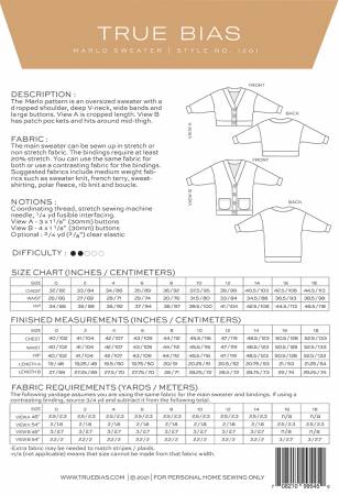 Marlo Sweater Pattern 0-18 Pattern True Bias