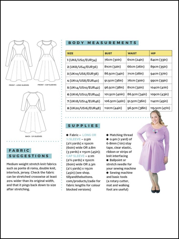 Zadie Dress Pattern Pattern Tilly and the Buttons