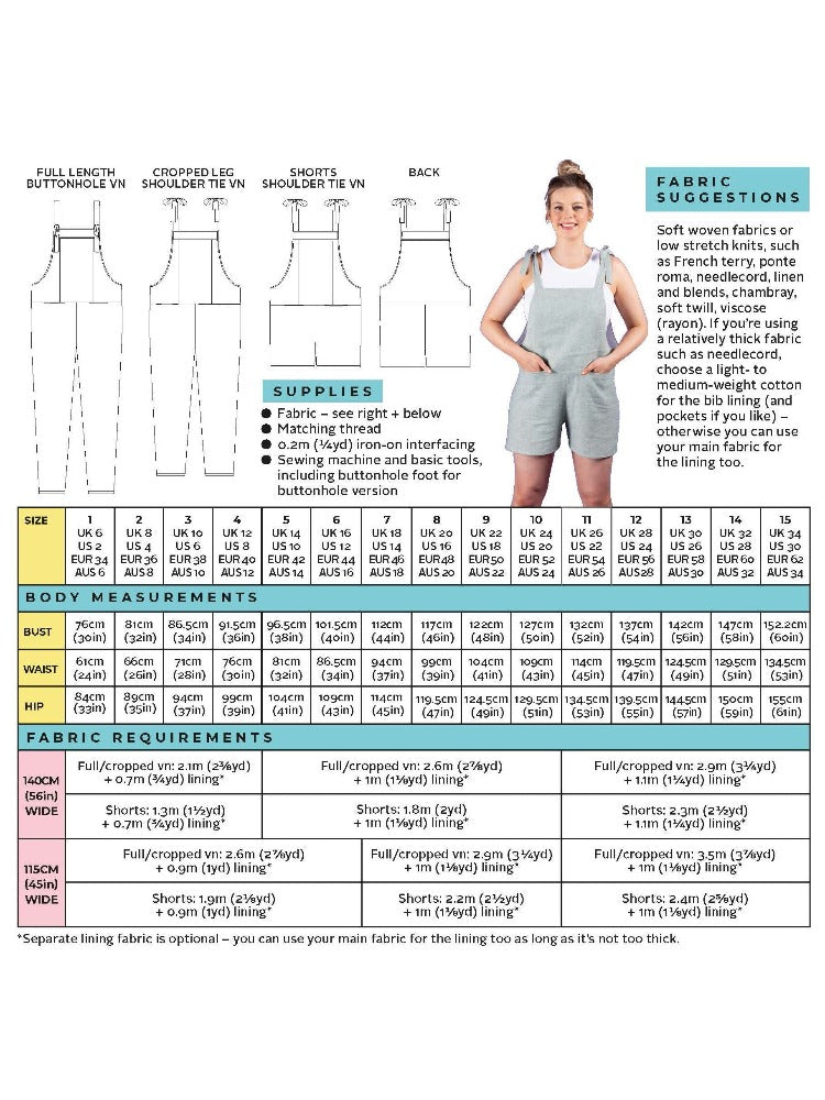 Erin Dungarees or Overalls Pattern Pattern Tilly and the Buttons