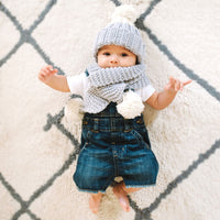 Snowdrops Child Beanie and Scarf Knitting Kit - Natural White/Peach Pink Kit Stitch & Story
