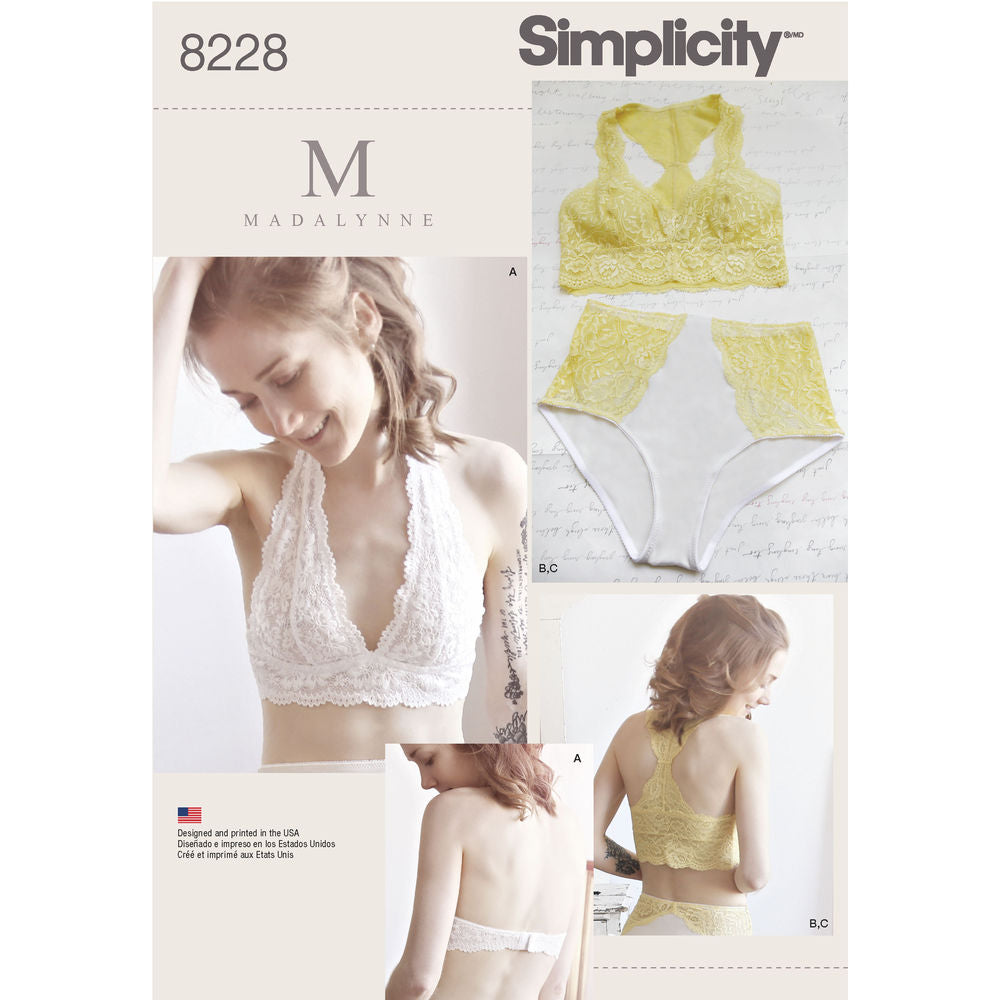 Simplicity Pattern 8228 Misses' Soft Cup Bras & Panties by Madalynne –  Brooklyn Craft Company