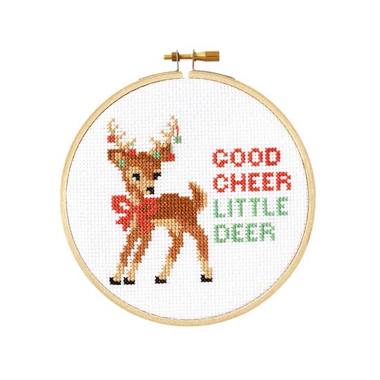 Good Cheer Deer Cross Stitch Kit Kit The Stranded Stitch